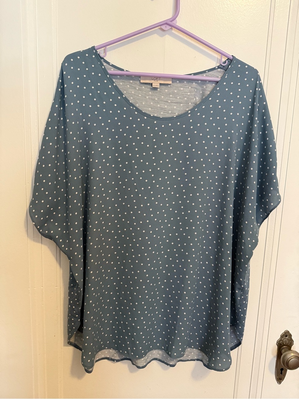 LOFT PLUS Blue Poka-Dot Top
